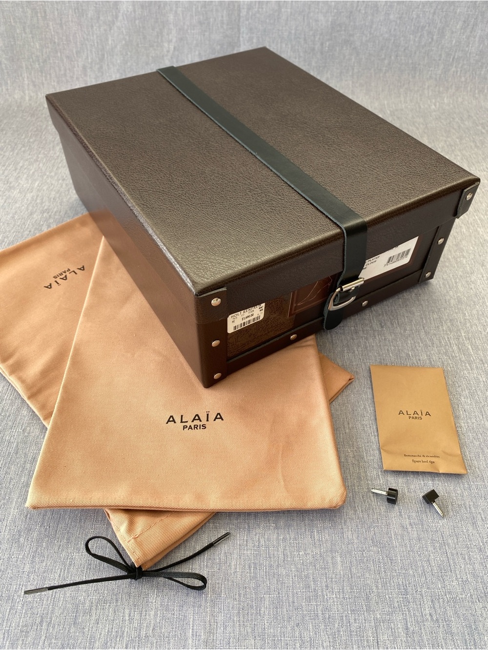 Authentic ALAiA Paris | Full Packaging Set Box 2 Dust Bags Heel Tips Decoration